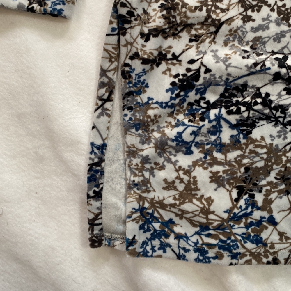 J Jill Pure Jill Long Sleeve Shirt Blouse Soft Stretch White Blue Brown Womens L - Picture 4 of 8
